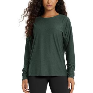 image:imageODODOS Womens Long Sleeve Tee  Ultra Soft odSTRATUM Tech Performance Top UPF 50 Crew Neck Oversized TShirtsAspen Heather