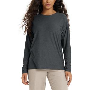 image:imageODODOS Womens Long Sleeve Tee  Ultra Soft odSTRATUM Tech Performance Top UPF 50 Crew Neck Oversized TShirtsCharcoal Heather