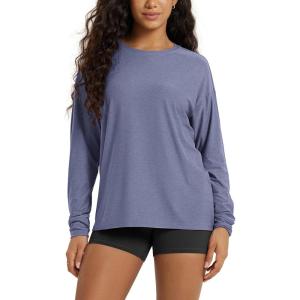 image:imageODODOS Womens Long Sleeve Tee  Ultra Soft odSTRATUM Tech Performance Top UPF 50 Crew Neck Oversized TShirtsCosmic Heather
