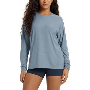image:imageODODOS Womens Long Sleeve Tee  Ultra Soft odSTRATUM Tech Performance Top UPF 50 Crew Neck Oversized TShirtsDusty Blue Heather