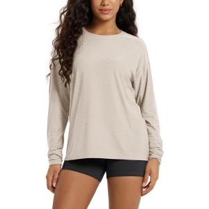 image:imageODODOS Womens Long Sleeve Tee  Ultra Soft odSTRATUM Tech Performance Top UPF 50 Crew Neck Oversized TShirtsEcru Heather