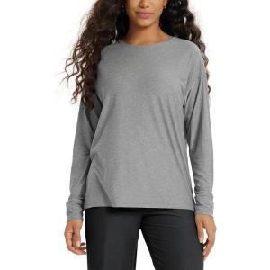 image:imageODODOS Womens Long Sleeve Tee  Ultra Soft odSTRATUM Tech Performance Top UPF 50 Crew Neck Oversized TShirtsGrey Heather