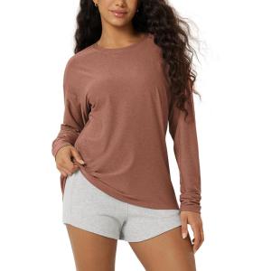 image:imageODODOS Womens Long Sleeve Tee  Ultra Soft odSTRATUM Tech Performance Top UPF 50 Crew Neck Oversized TShirtsTamarind Heather