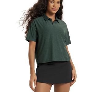 image:imageODODOS Womens Performance Short Sleeve Polo Shirts  Ultra Soft odSTRATUM Tech Tee UPF 50 Relaxed Crop TopAspen Heather