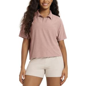 image:imageODODOS Womens Performance Short Sleeve Polo Shirts  Ultra Soft odSTRATUM Tech Tee UPF 50 Relaxed Crop TopRose Pink Heather