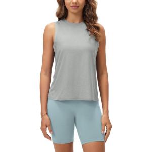 image:imageODODOS Womens Performance Tank Ultra Soft odSTRATUM Tech Sleeveless Tee Shirts High Crew Neck Pullover TopPale Grey Heather