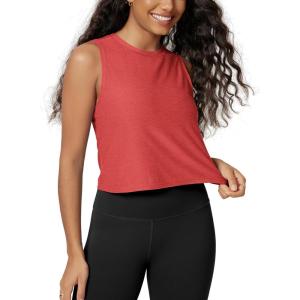 image:imageODODOS Womens Performance Tank Ultra Soft odSTRATUM Tech Sleeveless Tee Shirts High Crew Neck Pullover TopRed Heather