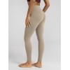 image:imageODODOS Cloud Feeling Ruched Yoga Leggings for Women 25  28 High Waist Crossover Yoga PantsShaker Beige