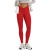 image:imageODODOS Womens Buttery Soft Cross Waist Leggings 25  28 Crossover High Rise Lounge Yoga PantsRed