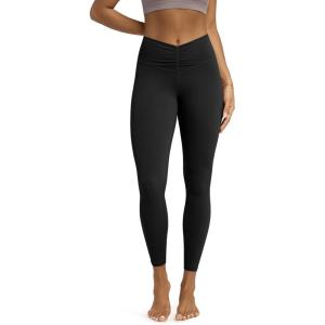 image:imageODODOS Cloud Feeling Ruched Yoga Leggings for Women 25  28 High Waist Crossover Yoga PantsBlack