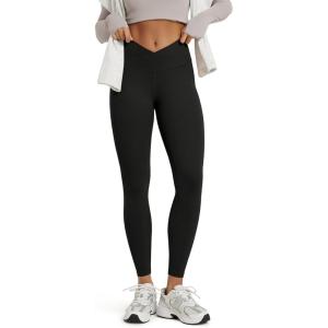 image:imageODODOS Womens Buttery Soft Cross Waist Leggings 25  28 Crossover High Rise Lounge Yoga PantsBlack
