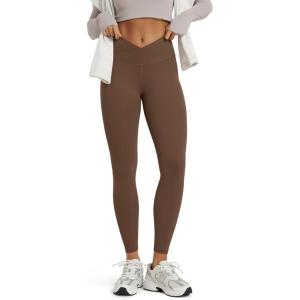 image:imageODODOS Womens Buttery Soft Cross Waist Leggings 25  28 Crossover High Rise Lounge Yoga PantsBrunette