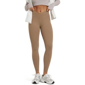 image:imageODODOS Womens Buttery Soft Cross Waist Leggings 25  28 Crossover High Rise Lounge Yoga PantsLight Brown