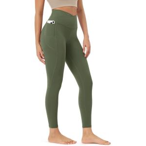 image:imageODODOS Womens Buttery Soft Leggings with StayPut Pockets 25  28 Crossover High Waist Lounge Yoga PantsDark Olive
