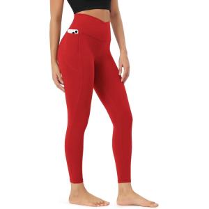image:imageODODOS Womens Buttery Soft Leggings with StayPut Pockets 25  28 Crossover High Waist Lounge Yoga PantsRed