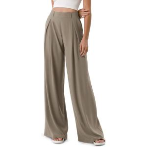 image:imageODODOS Chiffon Flowy Pleated Wide Leg Pants for Women Lightweight High Waist Trouser with Pockets2729 31 InseamDune Taupe