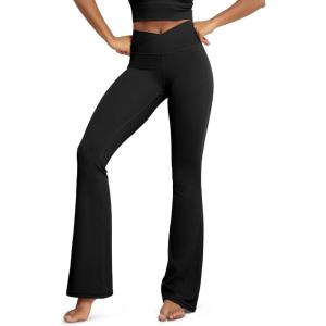 image:imageODODOS Cloud Feeling Crossover High Waist Flared Pants for Women Bootcut Yoga Pants with Back Pocket3032 InseamBlack