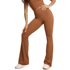 image:imageODODOS Cloud Feeling Crossover High Waist Flared Pants for Women Bootcut Yoga Pants with Back Pocket3032 InseamCaramel