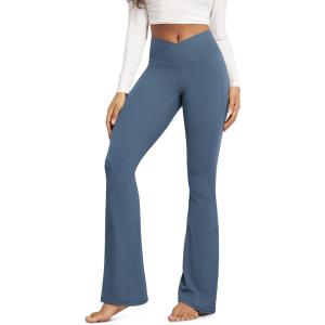 image:imageODODOS Cloud Feeling Crossover High Waist Flared Pants for Women Bootcut Yoga Pants with Back Pocket3032 InseamInk Blue