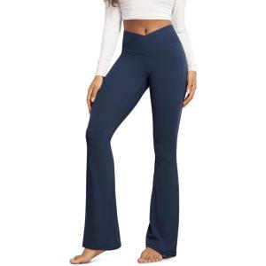 image:imageODODOS Cloud Feeling Crossover High Waist Flared Pants for Women Bootcut Yoga Pants with Back Pocket3032 InseamNavy