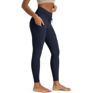 image:imageODODOS Womens Drawstring Tie Pocket Leggings 25  28 High Waist Workout Yoga PantsDeep Navy