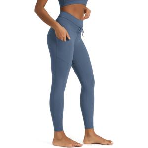 image:imageODODOS Womens Drawstring Tie Pocket Leggings 25  28 High Waist Workout Yoga PantsInk Blue