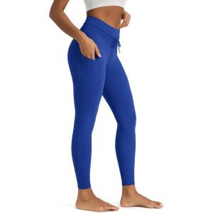 image:imageODODOS Womens Drawstring Tie Pocket Leggings 25  28 High Waist Workout Yoga PantsRoyal Blue