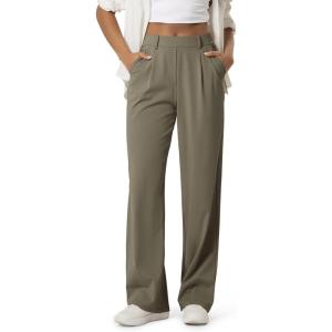 image:imageODODOS Womens HighRise Wide Leg Trousers Adjustable Tailored Stretch Work Pants with Pockets 29 InseamMorel