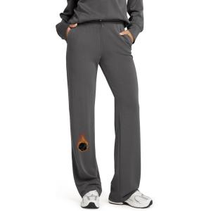 image:imageODODOS Womens Modal Soft Fleece Lined Wide Leg Pants with Pockets Adjustable Shockcord High Waist Lounge Pants272931Charcoal