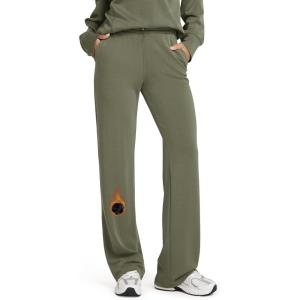 image:imageODODOS Womens Modal Soft Fleece Lined Wide Leg Pants with Pockets Adjustable Shockcord High Waist Lounge Pants272931Dark Sage