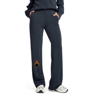image:imageODODOS Womens Modal Soft Fleece Lined Wide Leg Pants with Pockets Adjustable Shockcord High Waist Lounge Pants272931Navy