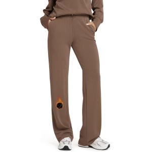 image:imageODODOS Womens Modal Soft Fleece Lined Wide Leg Pants with Pockets Adjustable Shockcord High Waist Lounge Pants272931Nutria