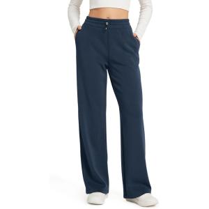 image:imageODODOS Womens Modal Soft Wide Leg Pants with Pockets Adjustable Shockcord High Waist Casual Lounge Pants272931 InseamDeep Blue