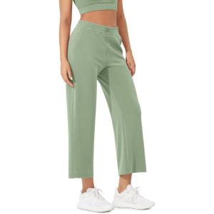 image:imageODODOS Womens Modal Soft Wide Leg Pants with Pockets Adjustable Shockcord High Waist Casual Lounge Pants272931 InseamFog Green