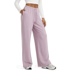 image:imageODODOS Womens Stretch Fleece Wide Leg Sweatpants  UltraSoft Cozy Warm HighRise Relaxed Lounge Pants with Pockets  29Orchid Tint