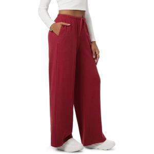 image:imageODODOS Womens Stretch Fleece Wide Leg Sweatpants  UltraSoft Cozy Warm HighRise Relaxed Lounge Pants with Pockets  29Salsa Heather