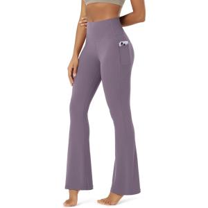 image:imageODODOS Cloud Feeling Flared Pants with Pocket for Women High Waist Casual Bootcut Yoga Pants 3032 InseamAsh Violet