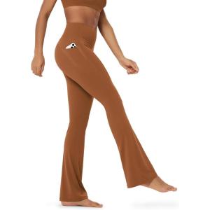 image:imageODODOS Cloud Feeling Flared Pants with Pocket for Women High Waist Casual Bootcut Yoga Pants 3032 InseamCaramel