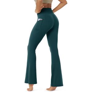 image:imageODODOS Cloud Feeling Flared Pants with Pocket for Women High Waist Casual Bootcut Yoga Pants 3032 InseamForest Teal