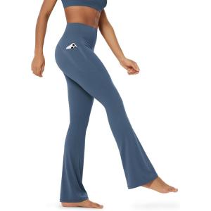 image:imageODODOS Cloud Feeling Flared Pants with Pocket for Women High Waist Casual Bootcut Yoga Pants 3032 InseamInk Blue