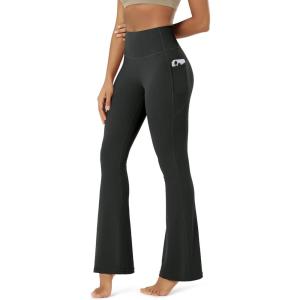 image:imageODODOS Cloud Feeling Flared Pants with Pocket for Women High Waist Casual Bootcut Yoga Pants 3032 InseamOnyx Black Grey
