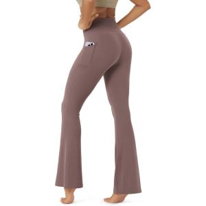 image:imageODODOS Cloud Feeling Flared Pants with Pocket for Women High Waist Casual Bootcut Yoga Pants 3032 InseamPurple Taupe