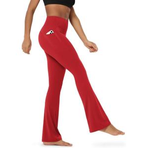 image:imageODODOS Cloud Feeling Flared Pants with Pocket for Women High Waist Casual Bootcut Yoga Pants 3032 InseamRed