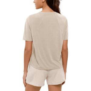 image:imageODODOS Modal Soft Short Sleeve Shirts for Women Crew Neck Yoga Tee Casual Workout TopsAbalone