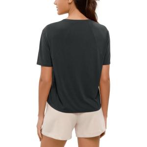image:imageODODOS Modal Soft Short Sleeve Shirts for Women Crew Neck Yoga Tee Casual Workout TopsBlack