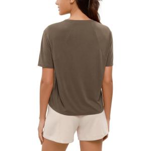 image:imageODODOS Modal Soft Short Sleeve Shirts for Women Crew Neck Yoga Tee Casual Workout TopsBrown