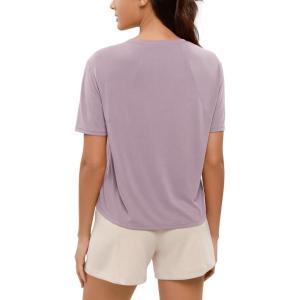 image:imageODODOS Modal Soft Short Sleeve Shirts for Women Crew Neck Yoga Tee Casual Workout TopsLavender