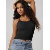 image:imageODODOS Womens Seamless Crop Tank Top  Double Strap RibKnit Soft Lightweight Camisole for Yoga Workout amp Everyday WearBlack