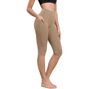 image:imageODODOS Buttery Soft Lounge Yoga Capris with Pockets for Women 14  19  21 High Waist Capri LeggingsLight Brown