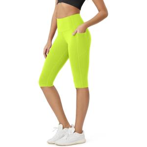 image:imageODODOS Buttery Soft Lounge Yoga Capris with Pockets for Women 14  19  21 High Waist Capri LeggingsNeon Green Yellow